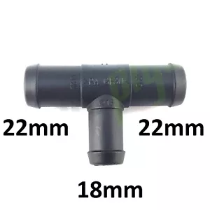 Conector de manguera de tubo de montaje de tubo de púas T-Piece de 22 mm a 18 mm unidor de aire agua - Imagen 1 de 3