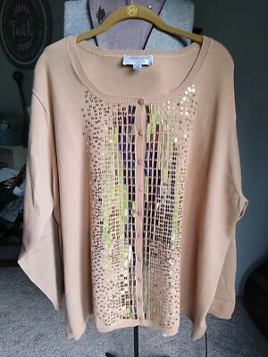 Женский свитер кардиган с украшениями Victor Costa размер 3XL - Изображение 1 из 4