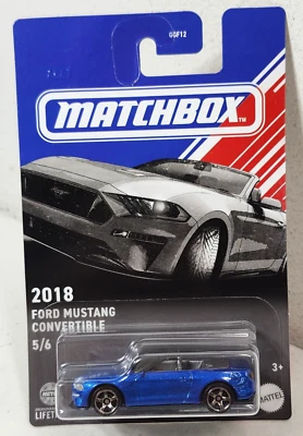 2024 Matchbox American Convertibles 2018 Ford Mustang Blue Car 1/64 Toy Vehicle - Image 1 of 4