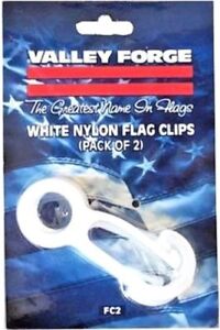 FC2 Valley Forge Set/2 White Nylon Flag Snap Clips Prevents Clanging on Pole NEW