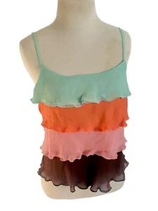 Trina Turk Silk Camisole Top Blouse Shirt Woman’s Small Pink Brown Blue Orange - Picture 1 of 7