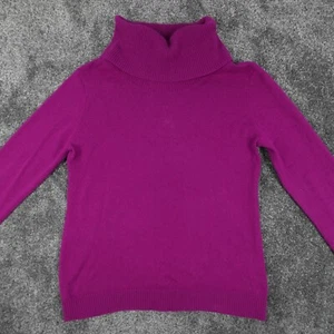 Woolovers Jumper Womens Medium Pink Wool Blend Cashmere Turtle Neck Smart Casual - Picture 1 of 14