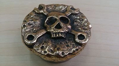  Harley gas cap,  mechanic skull, handmade, brass - Image 1 of 4