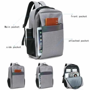 Mochila moderna delgada para computadora portátil de 15,6 pulgadas impermeable puerto USB reflectante hombres mujeres - Imagen 1 de 10