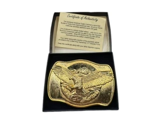Soaring American Eagle 9/11 Gold Tone Belt Buckle DD Inc #979/1000 w/ box & COA - Picture 1 of 5
