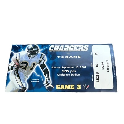 Houston Texans at Chargers 15/09, 2002 Texans 1st Road Game Brees 1st Home Start Foto 1 de 3