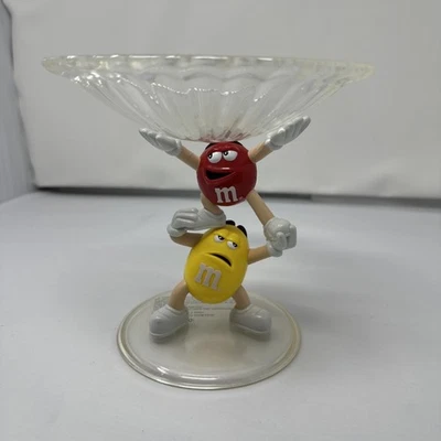 Plato M&M Vintage Pedestal Caramelo Plato M&M's Acrílico Cuenco Rojo Amarillo Coleccionable Foto 1 de 4