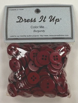 Botones Dress It Up Color Me Borgoña Más de 125 Piezas 2 y 4 Agujeros Artesanía Foto 1 de 4