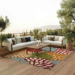 Nourison Aloha Indoor/Outdoor Green 6' x 9' Area Rug, Easy Cleaning, Non Shed... - Picture 1 of 9