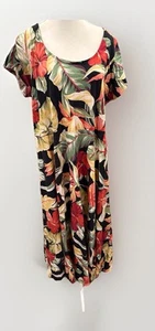 Chaps Women’s Floral Tropical Maxi Dress Size 2X Colorful Palm Trees Cotton - Picture 1 of 15