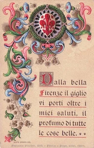 28-2 CARTOLINA RILIEVO FIRENZE GIGLIO OLINTO BARBIERI EDITORE FRANCESCO PINEIDER - Picture 1 of 2