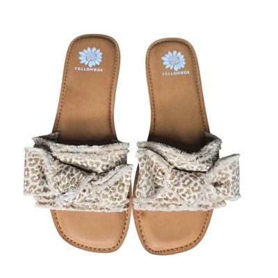 Caixa Amarela Daralie Bow Top Tecido Elástico Estampa Chita Conforto Sandálias Slide 9 - Imagem 1 de 4