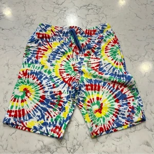 NWOT Lands End Rainbow Tie Dye Youth French Terry Elastic Waist Shorts Size Lrg - Picture 1 of 4