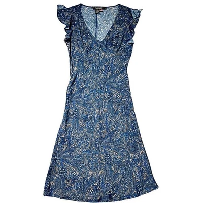 Vestido Midi Rampage Vintage Y2K Hecho en EE. UU. Azul Paisley Cuello en V Talla 7 Foto 1 de 4