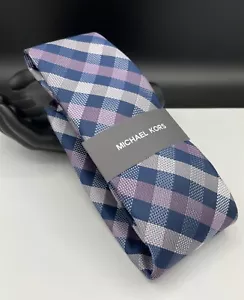 MICHAEL KORS Men's 100% Polyester Tie ~ Purple ~ Plaids ~ NEW MSRP: $69.50 - Picture 1 of 3