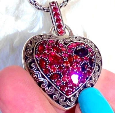 COLLAR CORAZÓN CRISTAL BRIGHTON VOYAGE TONOS BAYAS ROJAS CRISTAL SWAROVSKI LN+BOLSO✨VTG Foto 1 de 4