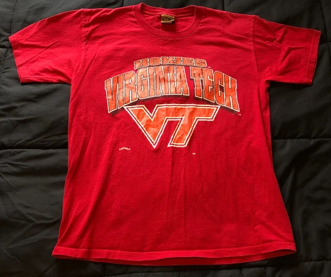 Men’s Large- Vintage 90’s Nutmeg Virginia Tech Hokies NCAA T-Shirt Made In USA Cover