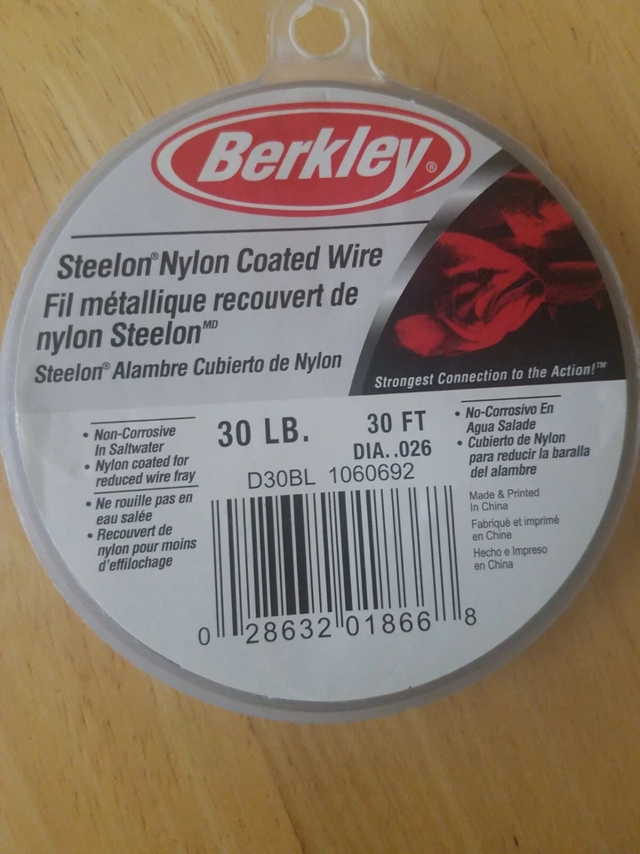 Alambre recubierto de nailon Berkley Steelon 30 lb 30 pies Línea de Pesca-NUEVA-SE ENVÍA 24HRS  Foto 1 de 4