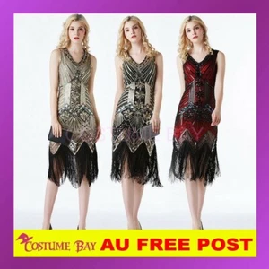 Deluxe 1920s 20's Charleston Vintage Great Gatsby Flapper Costume Sequin Dress - Picture 1 of 15