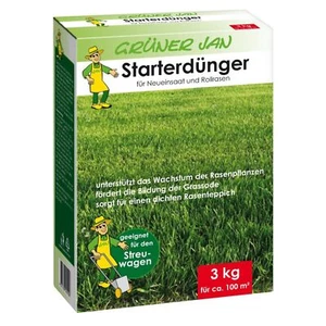 Grüner Jan Starterdünger 3kg Rollrasen Saat Fertilizer Voll Langzeit Garten Neu - Bild 1 von 1