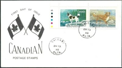 Canada #1217 & 1218  "DOGS OF CANADA"    Nice New 1988 Special Event Cachet - Image 1 of 2