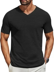 Men's Classic V-Neck T-Shirt - Short Sleeve Casual Summer Tee, Soft & Breathable - Picture 1 of 6