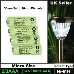 2/3AAA Rechargeable Garden Solar Light Batteries 1.2v NiMH (30mm x 10mm) - Picture 1 of 8
