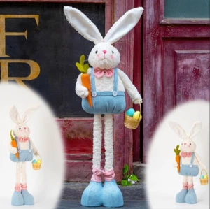 Large Easter Bunny Gnome Plush Decoration - Standing Rabbit Gnome Stuffed W/Retr - Picture 1 of 12