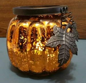 Large Pumpkin Votive Candle Holder w Elec. Candle-Unique-Old Stock Mint - Picture 1 of 7