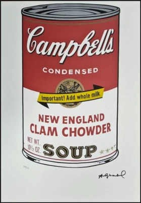 ANDY WARHOL * Campbells Clam Chowder Soup * signed lithograph * limited # xx/125 - Bild 1 von 4