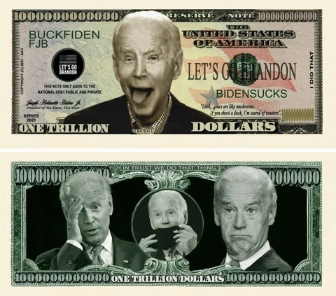 ✅ Let's Go Brandon FJB Joe Biden Sucks 100 Pack Funny Money Novelty Dollars ✅ Cover