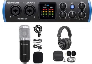 Presonus STUDIO 24C 2x2 USB-C Audio MIDI Recording Interface+Mic+Headphones - Picture 1 of 11