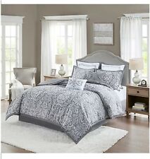 Luxury 8pc Grey Jacquard Comforter Set AND Decorative Pillows