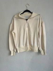 Calligraphie Woman Zip Pullover Cream Sweatshirt,Size Small - Picture 1 of 7