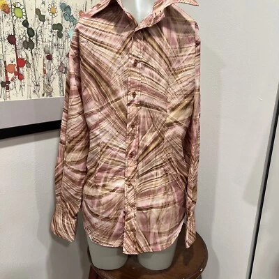 Camisa masculina Decoy Italia XL com botão ajustado texturizado abstrato rosa/marca design - Imagem 1 de 4