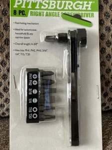 8 Piece Right Angle Screwdriver/ Hex Bit Set - Picture 1 of 2