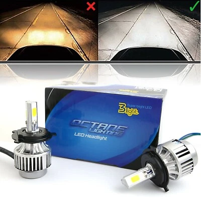 6k 6500k H4 SMD COB 360° LED White Headlight HID Hi/Low Light Bulb Kit Pair 7x6" - Image 1 of 4