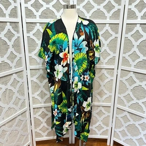 Jams World Honolulu Blumendruck Kimono Staubtuch Damen Einheitsgröße offen Strand Überwurf - Bild 1 von 12