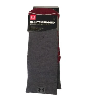 Under Armour UA Hitch Rugged Men's Boot Sock Men's 4-8 Pitch Gray Wine - Image 1 of 4
