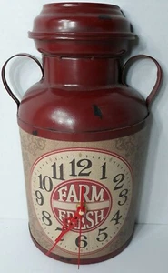 Reloj de pared vintage grande para lata de leche fresca de granja - Imagen 1 de 9