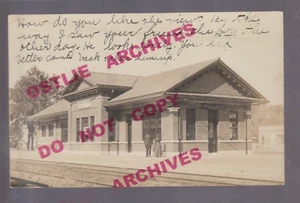 Plano ILLINOIS RPPC 1914 DEPOT Train Station CB&Q RR Railroad nr Aurora Oswego - Picture 1 of 2