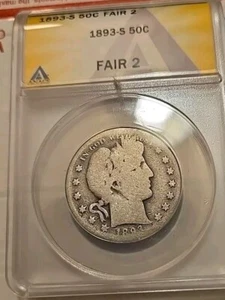 1893 S Barber Half Dollar ANACS FA2 - Picture 1 of 7