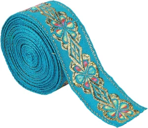 7,7 Yard Ethno Stickerei Spitzenband 1,77" Vintage Geometrisch Jacquard Metallic T - Bild 1 von 6