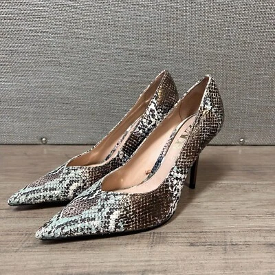 ZARA Women's Metallic Faux Snake Skin Pumps Size 38 - 7 US Gold Mint Bronze - Image 1 of 4