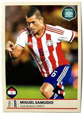2018 FWC ROAD TO RUSSIA Panini Sticker #374 MIGUEL SAMUDIO Paraguay - Image 1 of 2