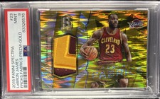 LEBRON JAMES PSA 9 PANINI SPECTRA FRANCHISE FABRICS GOLD PRIZM PATCH 4/10