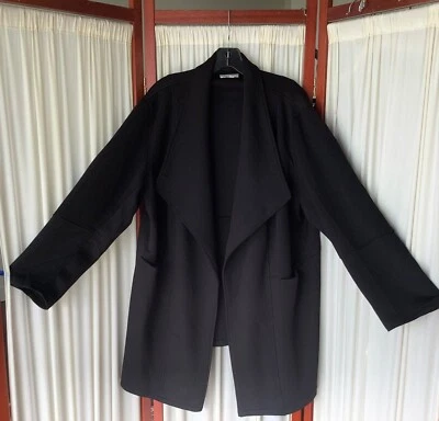 Max Studio женщина черная куртка мягкий открытый драпировки спереди длинный с карманами размер 2 X - Изображение 1 из 4