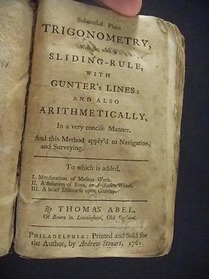RARE Subtensial Plain Trigonometry by Thomas Abel 1761 - 1st Printing in America - Image 1 of 4