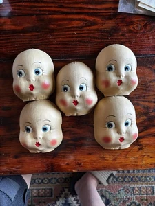 Lote de 5 manualidades de fibra espeluznantes cabeza de muñeca bebé cara kitsch fabricante de muñecas artesanías de colección - Imagen 1 de 6
