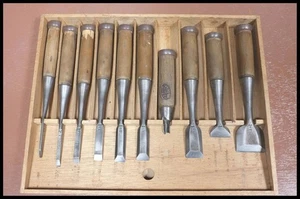 Juego de cinceles de carpintero japonés Samon de 10 piezas 3-42 mm + gubia redonda  - Imagen 1 de 10